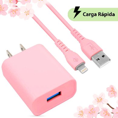 COMBO CARGA RÁPIDA: CARGADOR USB V3.0 + CABLE LIGHTNING. ROSA (6001363) - Brobotix COMBO CARGA RÁPIDA: CARGADOR USB V3.0 + CABLE LIGHTNING. ROSA (6001363) - Brobotix